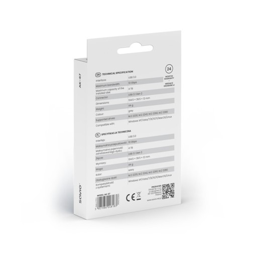 Корпус внешнего накопителя SSD M.2 PCIe NVMe USB-C 3.1 Gen 2, 10 Гбит/с