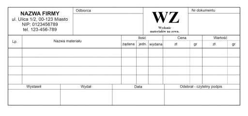 WZ Выпуск внешних материалов (DL) + ДАННЫЕ ЛОГОТИПА