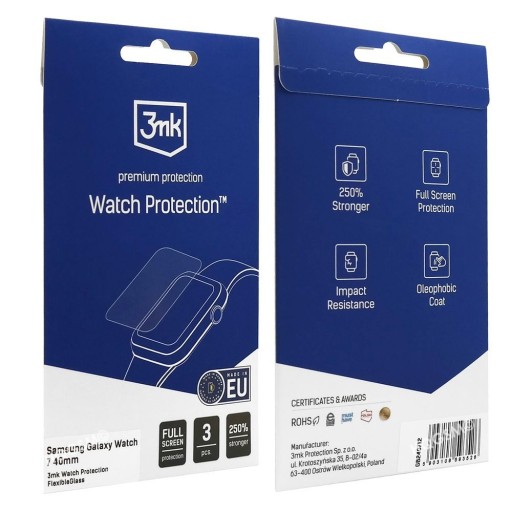 3x Szkło Hybrydowe 3mk Watch Protection do Samsung Galaxy Watch 7 40mm