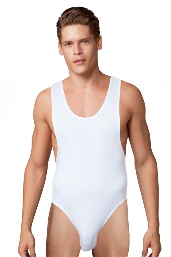 DOREANSE:MĘSKIE BODY ZE STRINGAMI 5003 :XXL: BIAŁE