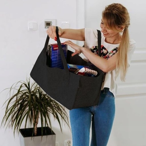 Torba zakupowa kosz na drewno filc organizer Filc