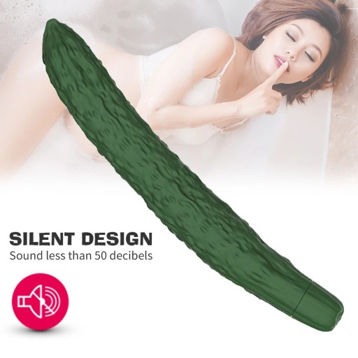 Вибратор Cucumber Dildo длинный большой огурец 26см с силиконовыми зелеными вибрациями