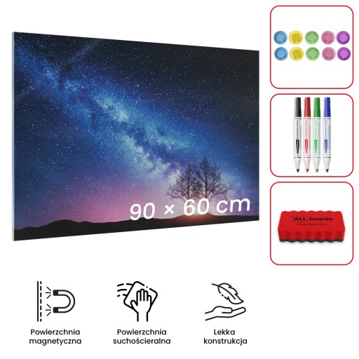 Tablica na magnesy METALboards, droga mleczna i drzewo 90x60 cm + GRATISY