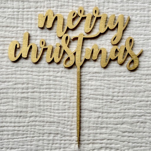Топпер для торта «Merry Christmas» золотой 15см