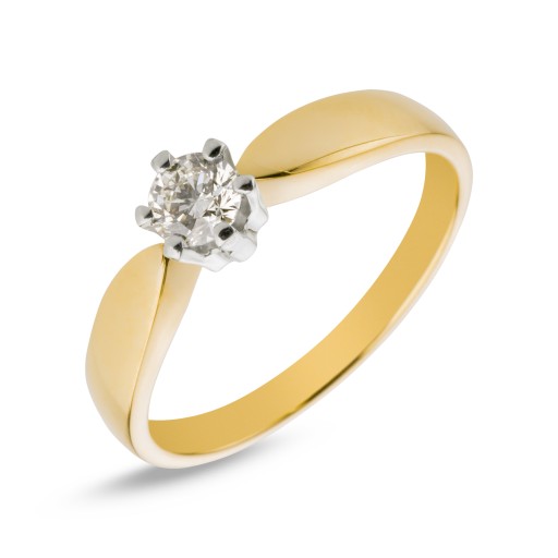 Два -корровое золотое классическое обручальное обручальное кольцо с Diamond 0,18CT