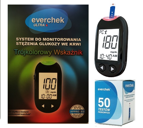 ГЛЮКОМЕТР Everchek ULTRA Полоски 50 шт. Цветовая индикация.