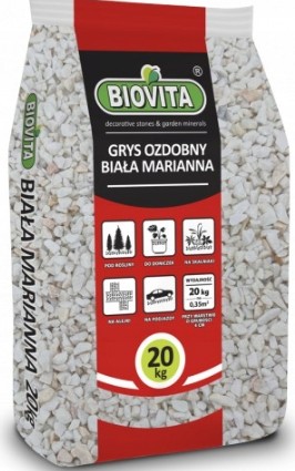GRYS MARMUROWY BIAŁA MARIANNA 8-16MM 20KG BIOVITA Kamień Ozdobny