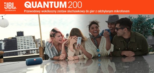 КРУГЛЫЕ НАУШНИКИ JBL QUANTUM 200 С МИКРОФОНОМ, ЧЕРНЫЕ 100% ОРИГИНАЛ
