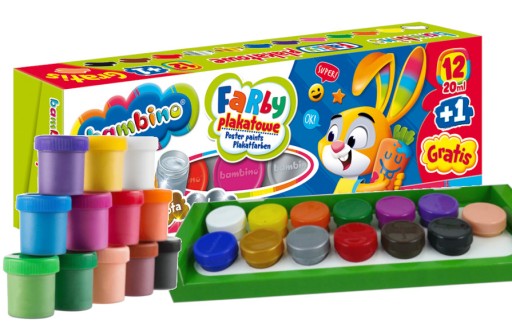 Плакатные краски 12 цветов + 1 бесплатная 20 мл Bambino