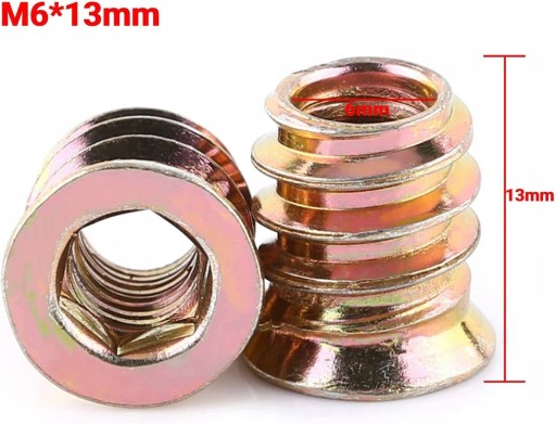 20 sztuk tulei gwintowanych wkręcane M6 x 13 mm