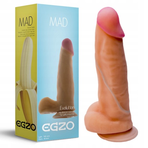БОЛЬШОЙ ДИЛДО с выступающими яичками и присоской EXO BANANA SOFT CYBER SKIN