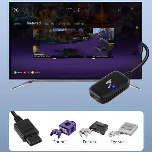 KABEL ADAPTER KONWERTER SKALER HDMI 1080P DO KONSOLI N64/SNES/SFC/NGC 30CM