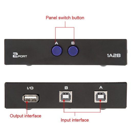 2/4-портовый USB 2.0 ручной переключатель общего доступа для ПК, принтера, сканера