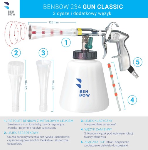 PISTOLET DO PRANIA TAPICERKI BENBOW + 5L SHOT FOAM METAL ZESTAW