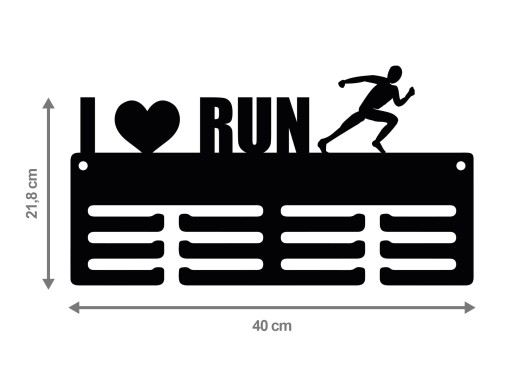 Вешалка для медалей I LOVE RUN 40см 22,2