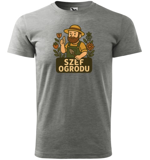SZEF OGRODU Koszulka męska prezent dla OGRODNIKA ROLNIKA rośliny XL