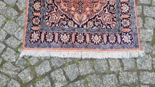 INDO GHOM LŚNIĄCY PERSKI DYWAN TKANY JEDWAB 62/104