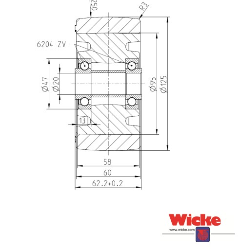 Ролик опорного колеса Linde PG 125/60-95/20 WICKE