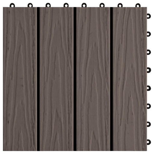 vidaXL Płytki tarasowe tłoczone, WPC, 11 szt, 30x30cm, 1m², brąz
