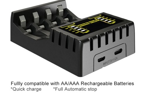 ЗАРЯДНОЕ УСТРОЙСТВО ДЛЯ БАТАРЕЙ AA ​​AAA USB-C MICRO GREEN CELL
