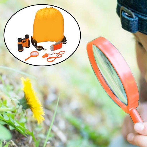 Комплект de-Outdoor Explorer, увеличительное стекло, телескоп, свисток, природный оранжевый