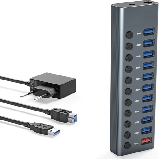 Reagle HUB USB 3.1 PRO, активный, 11 портов USB-A, блок питания 36 Вт