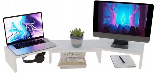 STOJAK NA MONITOR PODWÓJNY PODSTAWKA POD LAPTOPA REGULACJA DŁUGOŚCI