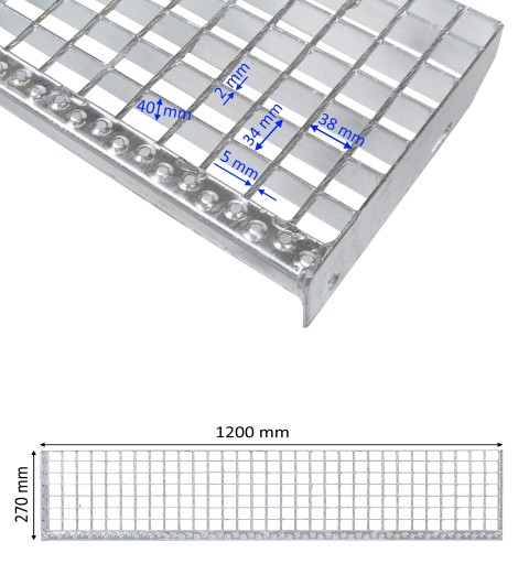 Ступеньки WEMA 1200x270 мм | оцинкованный | 40x2 мм | усиленный - сплошной