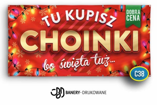 Baner Reklamowy Choinki 2x1m - Projekt Gratis Reklama choinek sprzedaż C44