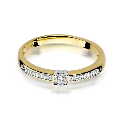 Złoty pierścionek z brylantami 0,13 ct pr. 585 r11