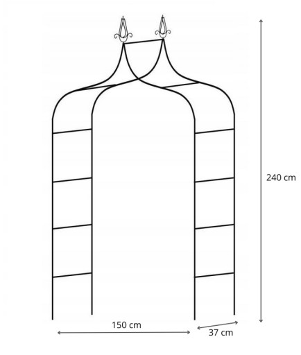 PERGOLA OGRODOWA TARASOWA METALOWA PODPORA DO PNĄCZY WINOGRON RÓŻ ŁUK 240cm