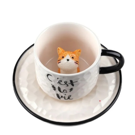Милый котенок, керамический кот с когтями, нижняя чашка, кружка с изображением животного, чашка для воды, чашка для девочки, кошки, c