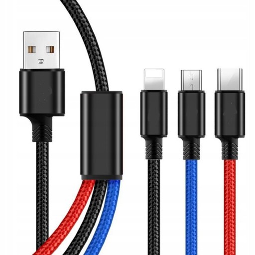 USB-КАБЕЛЬ ЗАРЯДНОЕ УСТРОЙСТВО 3 в 1 microUSB, USB-C, Lightning