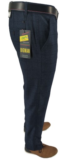 SPODNIE MĘSKIE CIEMNE W KRATĘ W42 106-108 CM