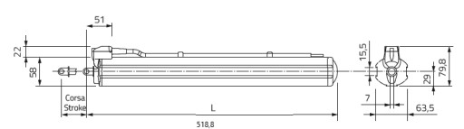 MINGARDI D8 Fce Siłownik okienny wrzecionowy 230V wysuw 400 mm