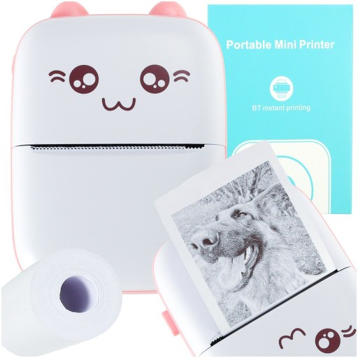 Мини-термопринтер для фотографий этикеток + USB-кабель Blue Cat