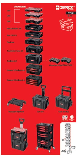 ЯЩИК ДЛЯ ИНСТРУМЕНТОВ НА КОЛЕСАХ 9 ДЮЙМОВ IP54 QBRICK SYSTEM PRO CART 2.0 PLUS