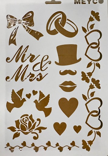szablon plastik ok21x31 kwiaty ślub Mr &Mrs