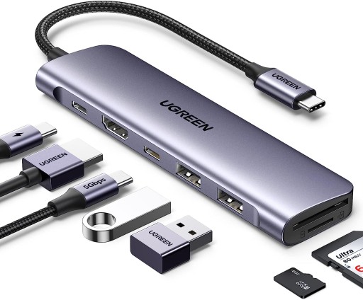 Док-станция UGREEN 100 Вт HUB USB-C HDMI SD