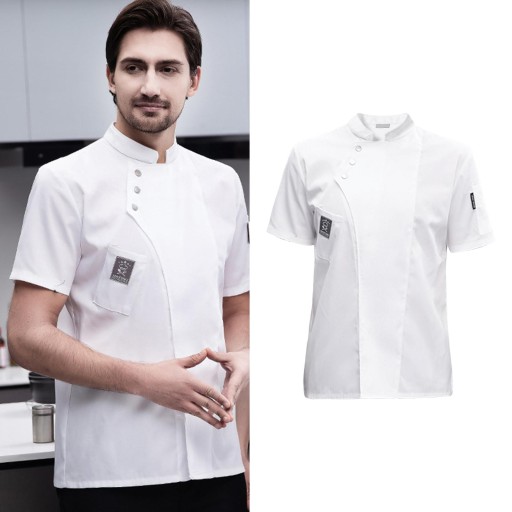 Куртка шеф-повара с короткими рукавами, простая рубашка Chef A # White M для кейтеринга в мульти-униформе