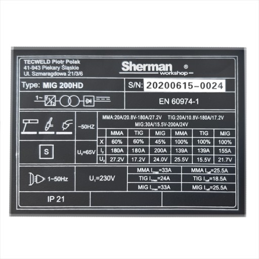 Сварочный аппарат Sherman MIGOMAT SYNERGIA SHERMAN 200HD