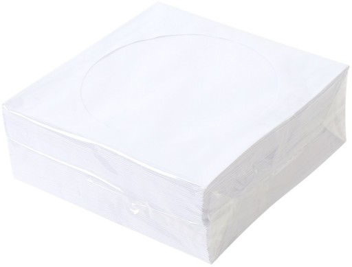 Конверт с окошком для CD/DVD Omega 100 шт, белый