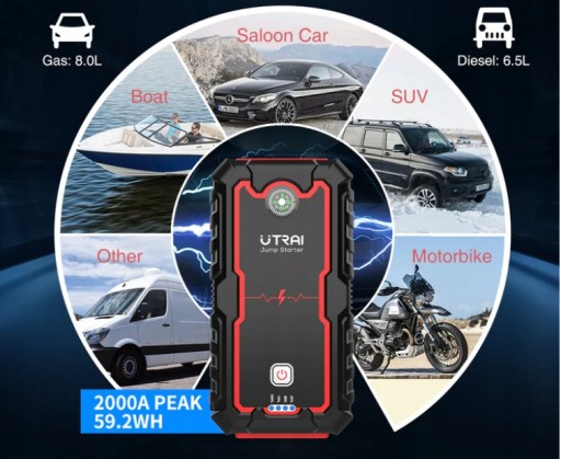 Автомобильный стартер UTRAI 16000 мАч, светодиодный фонарик
