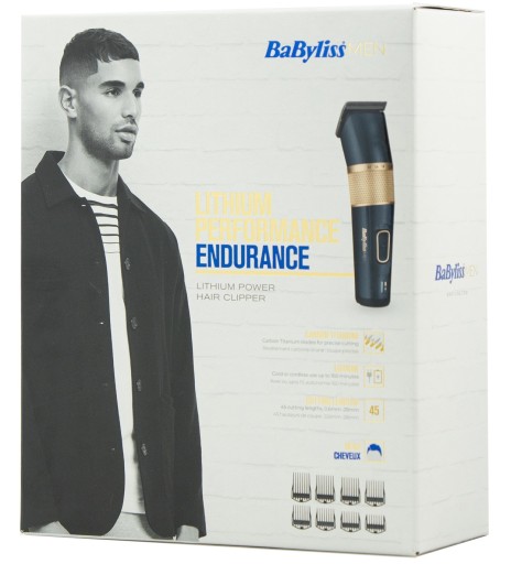 Машинка для стрижки волос BABYLISS E986E триммер 8 насадок 45 длин 0,6-28 Титан