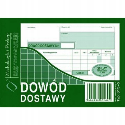 DOWÓD DOSTAWY DRUKI 80 KARTEK MICHALCZYK I PROKOP