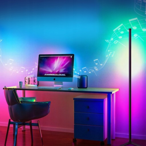 УГЛОВОЙ ТОРШЕР СТОЯЩИЙ НОЧЬ RGB ЭФФЕКТ РАДУГИ 3D ДИСТАНЦИОННОЕ ПРИМЕНЕНИЕ