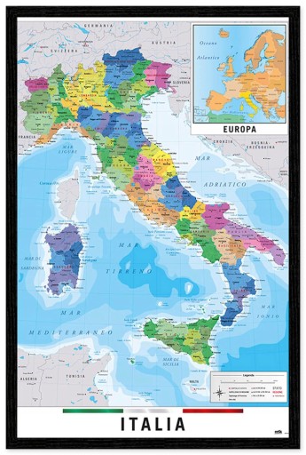 Plakat polityczna Mapa Włoch 61x91,5 wers. hiszp.