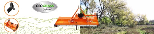 Ударная косилка Geograss, нож Y, мульчер Hinomoto, трактор Solis EFG, ширина 125 см