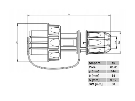 Przedłużacz do pracy pod wodą H07RN-F 3x1,5mm2 5m