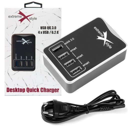 СЕТЕВОЕ ЗАРЯДНОЕ УСТРОЙСТВО НАСТОЛЬНАЯ ЗАРЯДНАЯ СТАНЦИЯ QUICK CHARGE 3.0 4xUSB 5V 6.2A